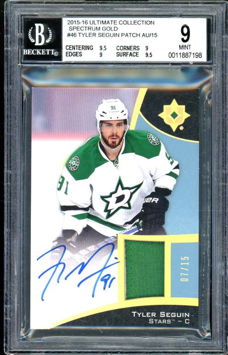 Tyler Seguin 2015-16 Ultimate Collection Spectrum Gold Auto #46 (#d 7/15) BGS 9 Image 1