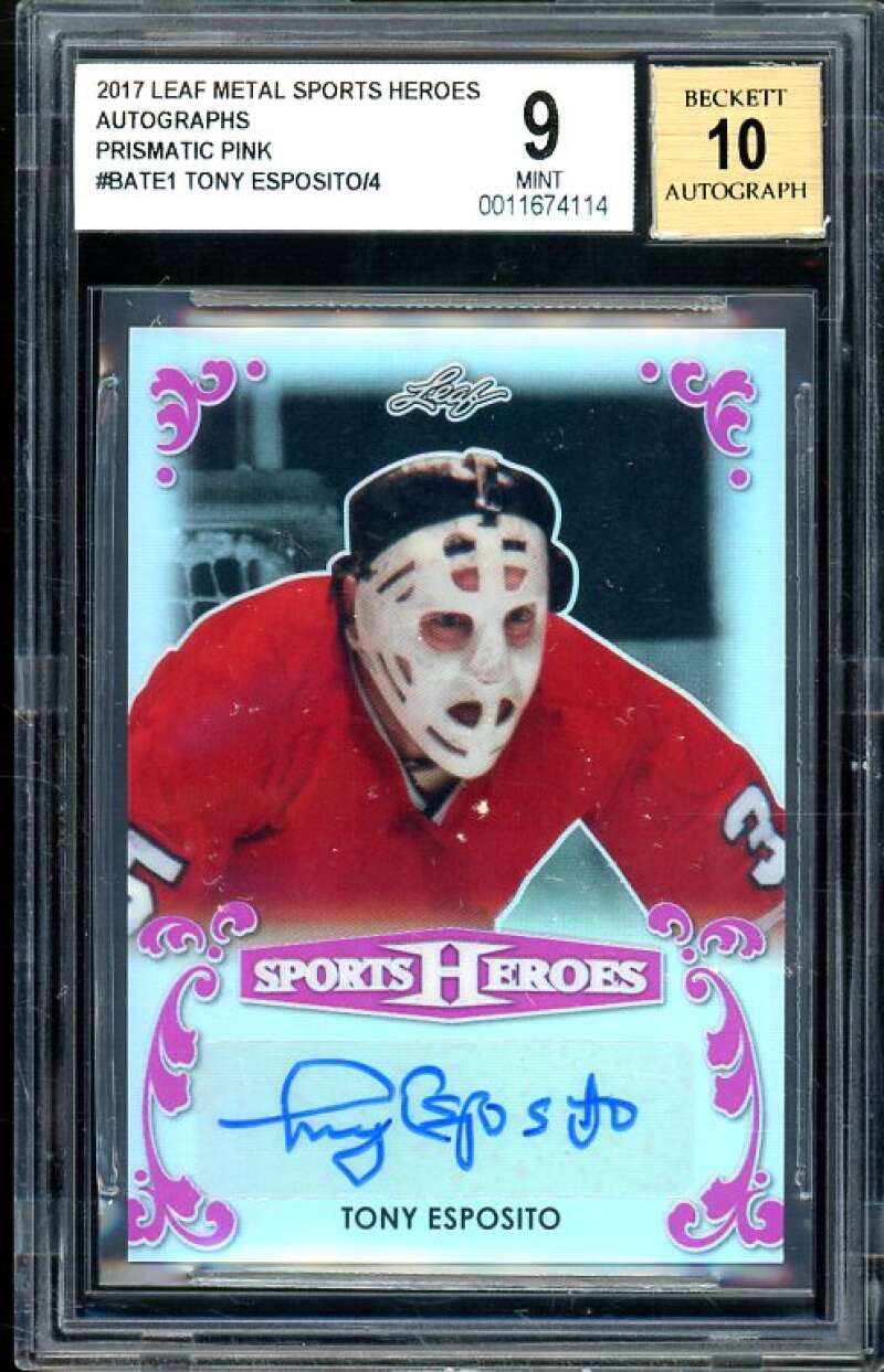 Tony Esposito 2017 Leaf Metal SH Autographs Prismatic pink #te1 (#d 2/4) BGS 9 Image 1