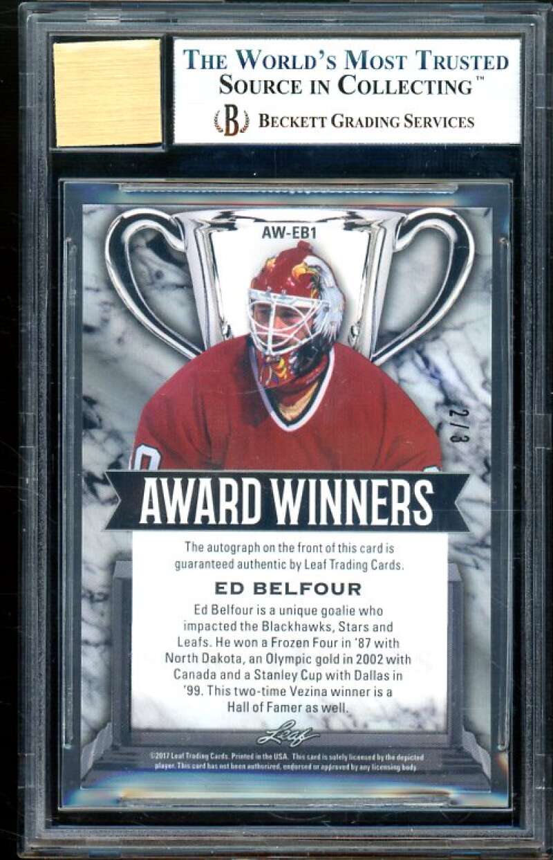 Ed Belfour 2017 Leaf Metal SH Award Winners Prismatic Black Autograph #1 BGS 9 Image 2