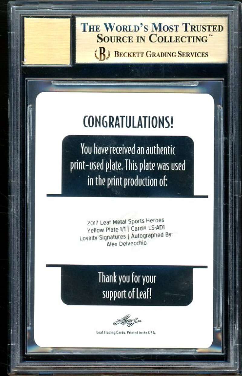 Alex Delvecchio 2017 Leaf Metal SH Loyalty Signatures PP #1 (Ser 1/1) BGS 9.5 Image 2