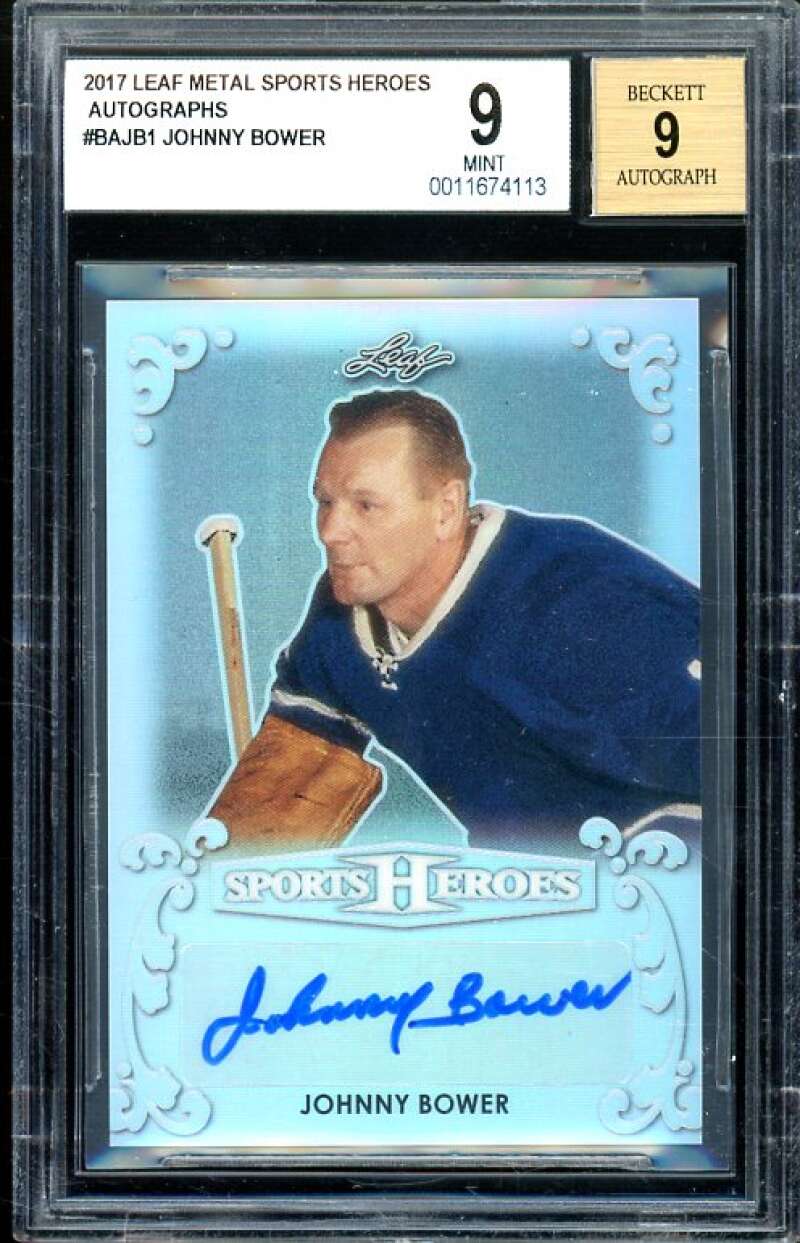 Johnny Bower Card 2017 Leaf Metal Sports Heroes Autogaphs #bajb1 BGS 9 Image 1