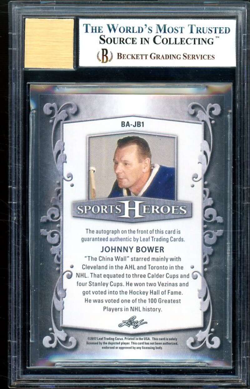 Johnny Bower Card 2017 Leaf Metal Sports Heroes Autogaphs #bajb1 BGS 9 Image 2