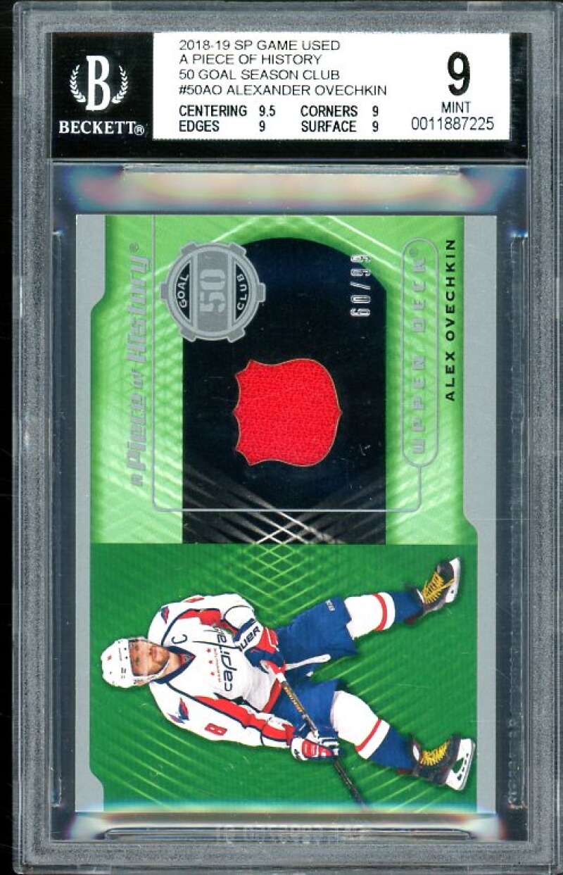 Alexander Ovechkin Card 2018-19 SP Game Used A Piece of History Relics #AO BGS 9 Image 1