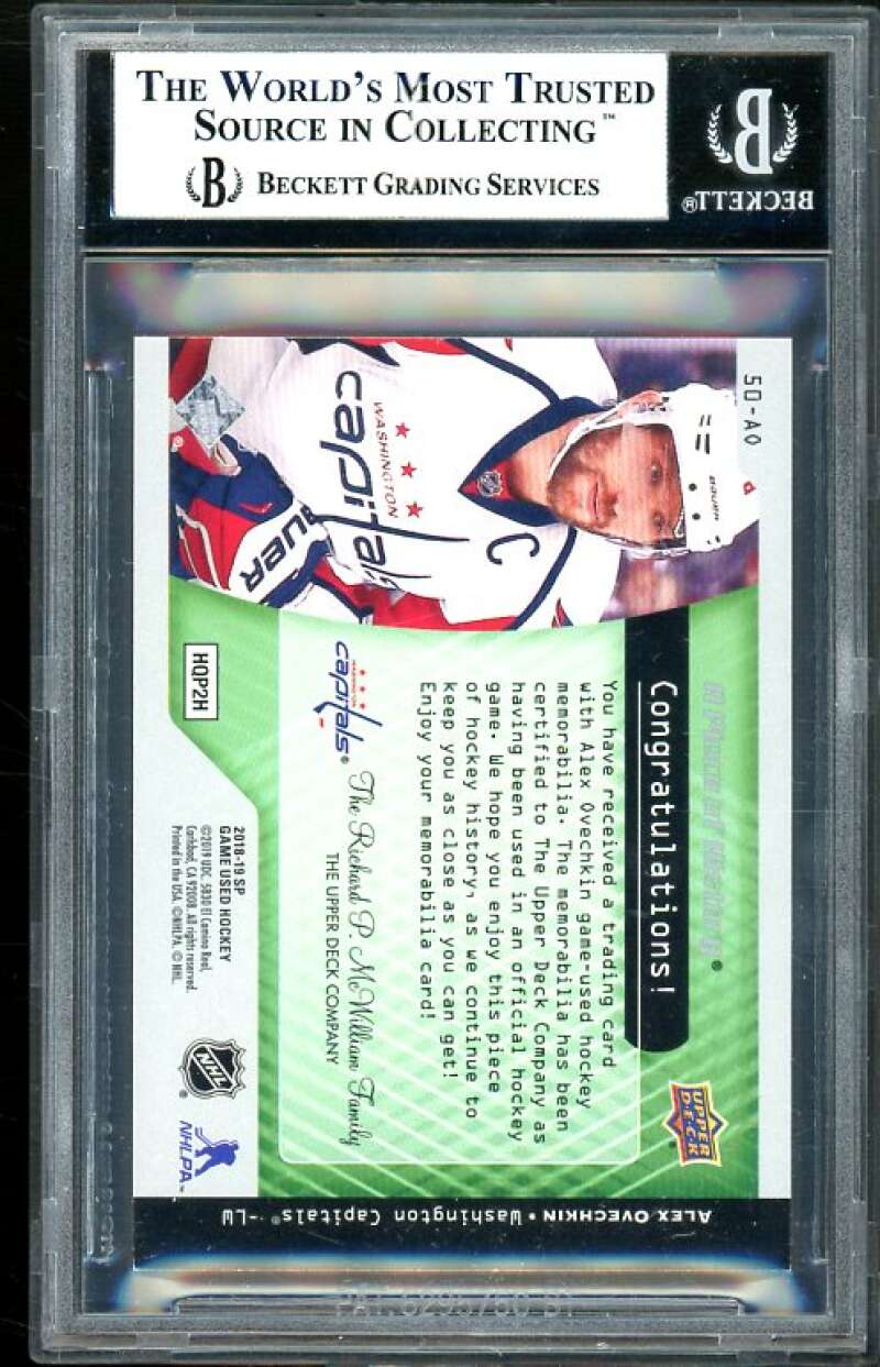 Alexander Ovechkin Card 2018-19 SP Game Used A Piece of History Relics #AO BGS 9 Image 2