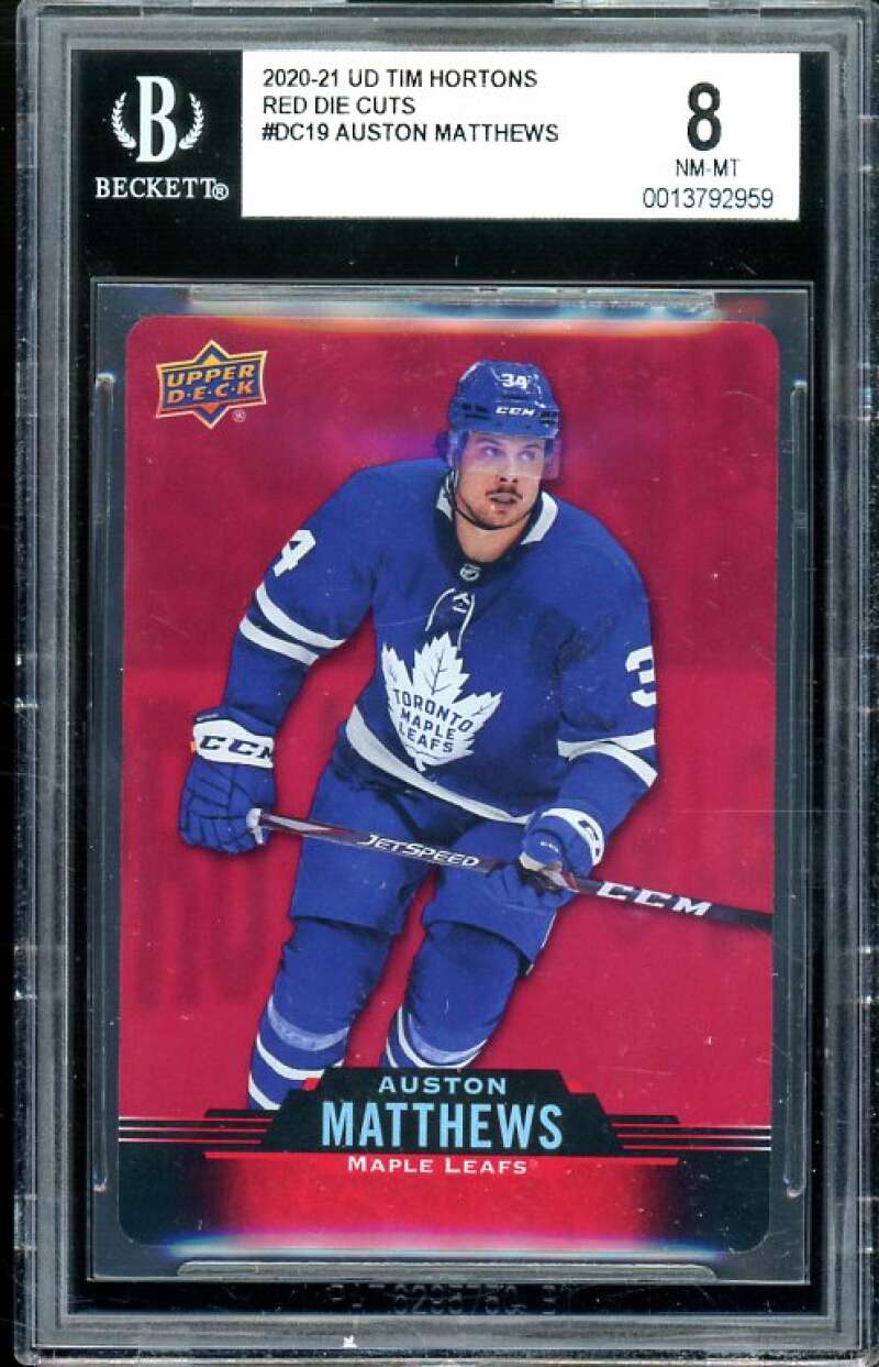 Auston Matthews Card 2020-21 UD Tim Hortons Red Die Cuts #DC-19 BGS 8 Image 1