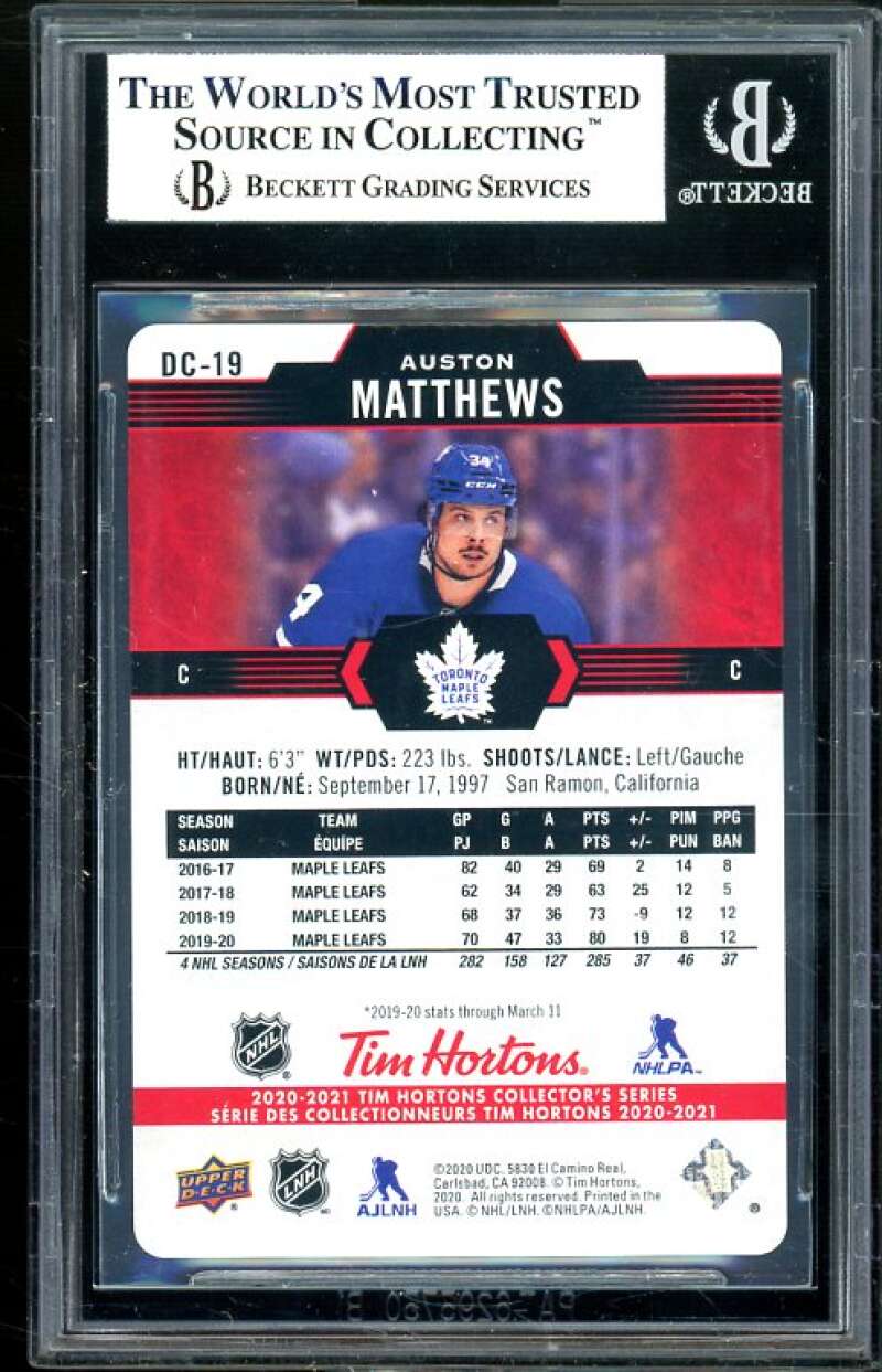 Auston Matthews Card 2020-21 UD Tim Hortons Red Die Cuts #DC-19 BGS 8 Image 2