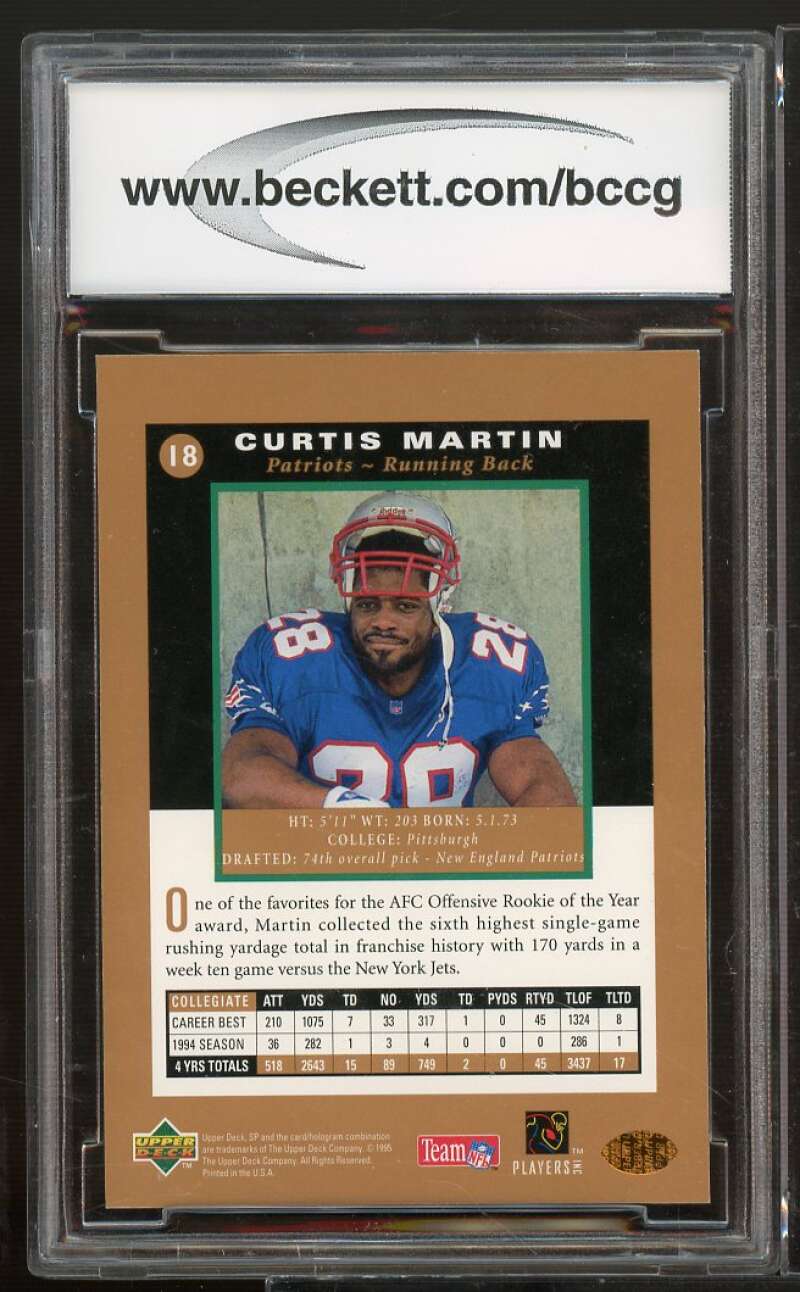 1995 SP #18 Curtis Martin Rookie Card BGS BCCG 10 Mint+ Image 2