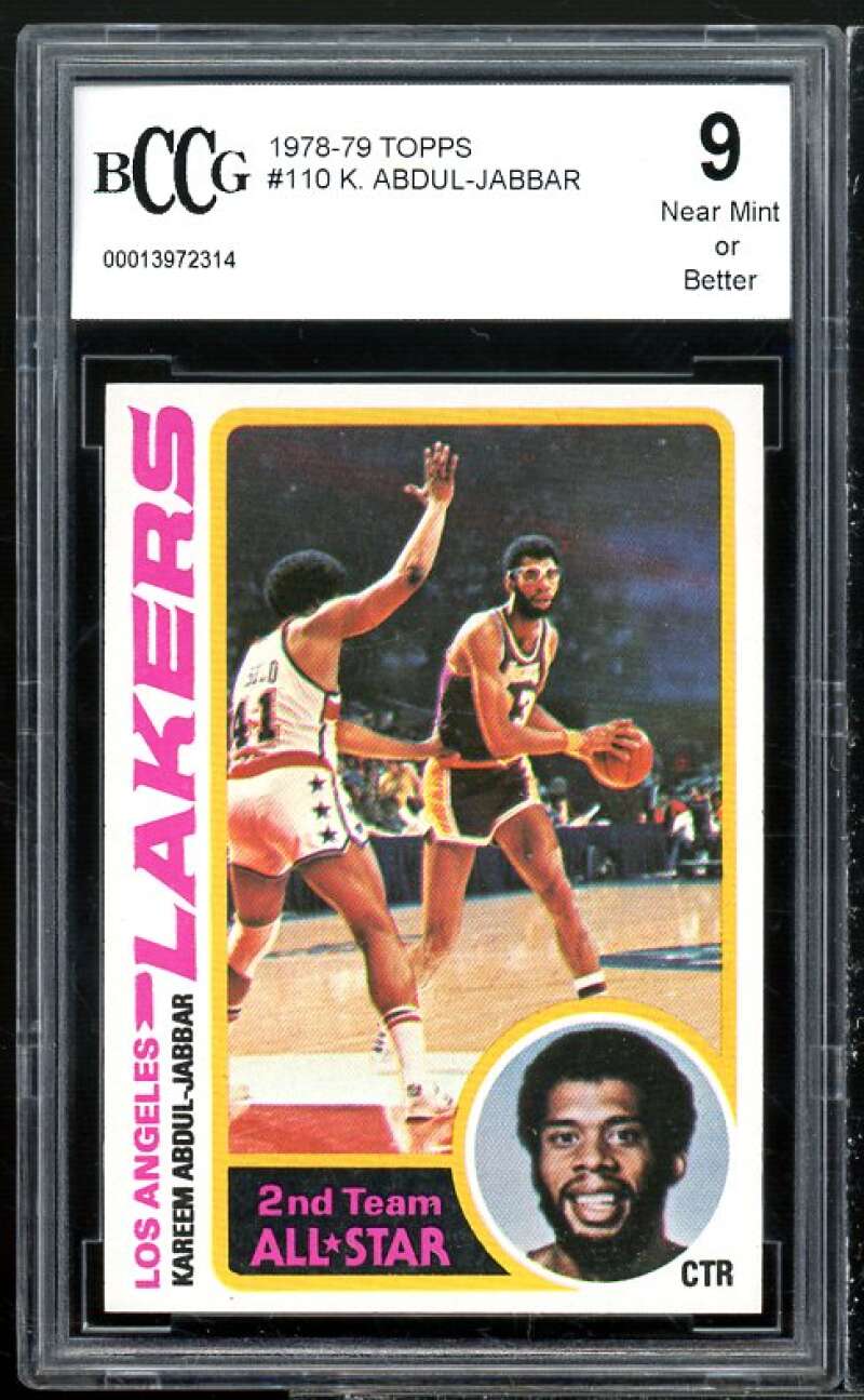 1978-79 Topps #110 Kareem Abdul-Jabbar Card BGS BCCG 9 Near Mint+ Image 1