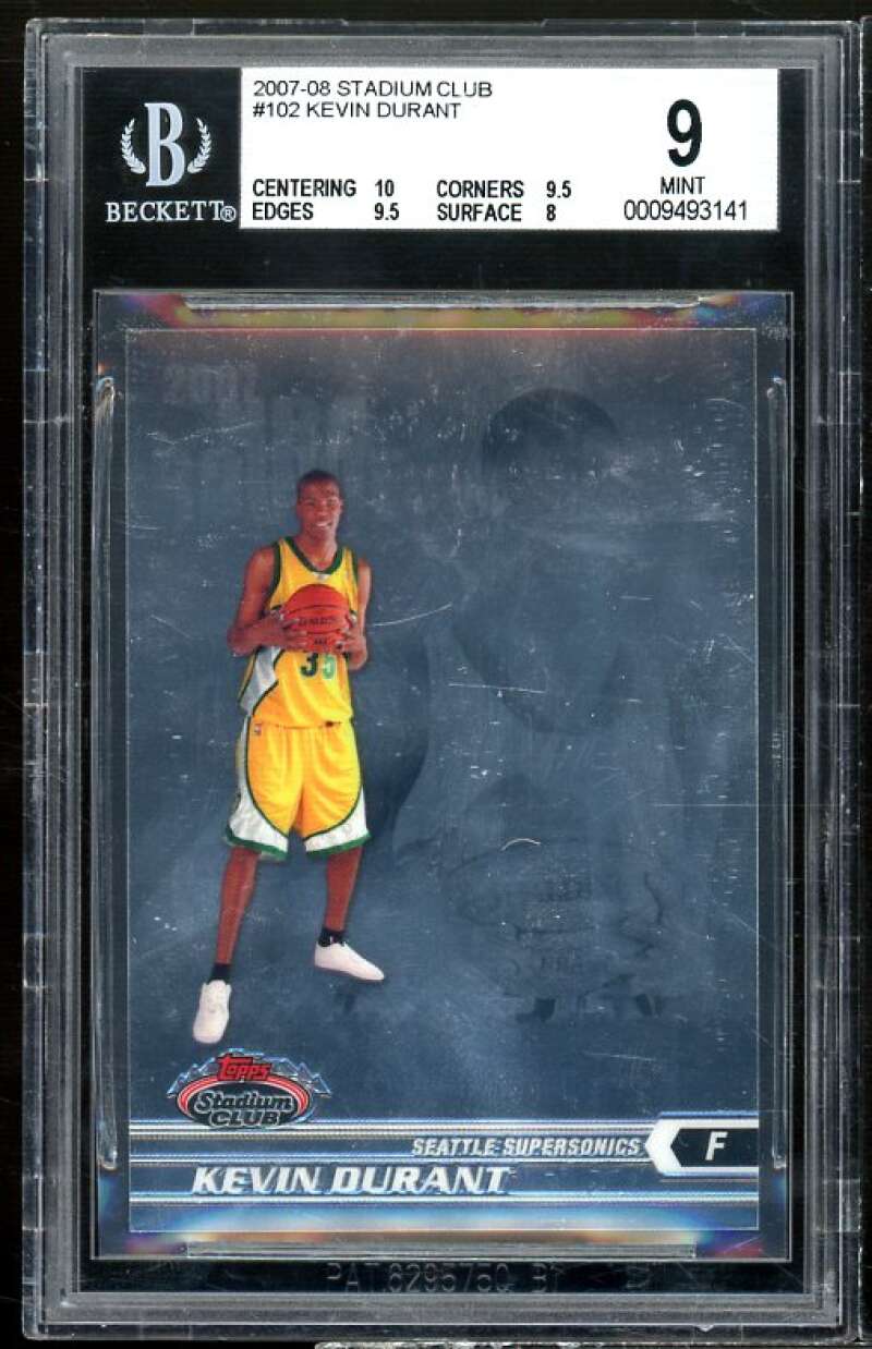 Kevin Durant Rookie Card 2007-08 Stadium Club #102 BGS 9 (10 9.5 9.5 8) Image 1