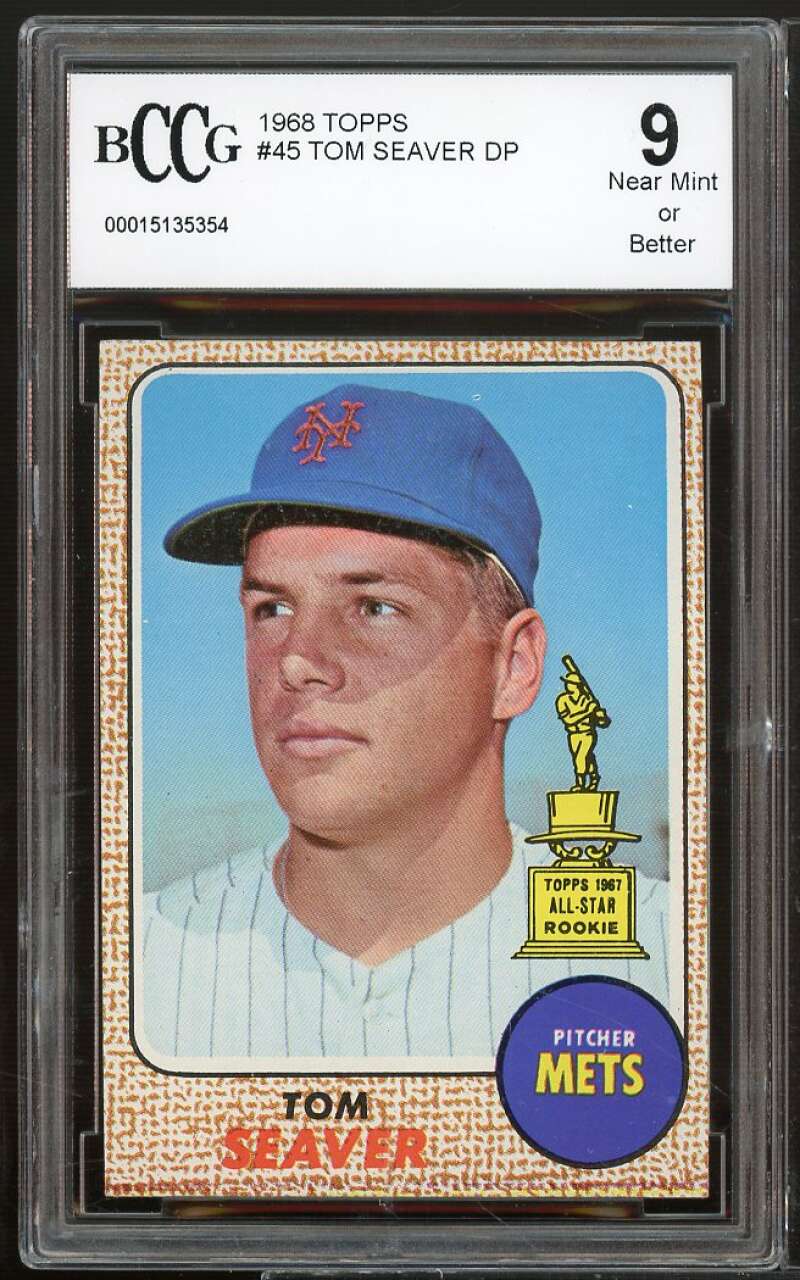 1968 Topps #45 Tom Seaver Card BGS BCCG 9 Near Mint+ Image 1