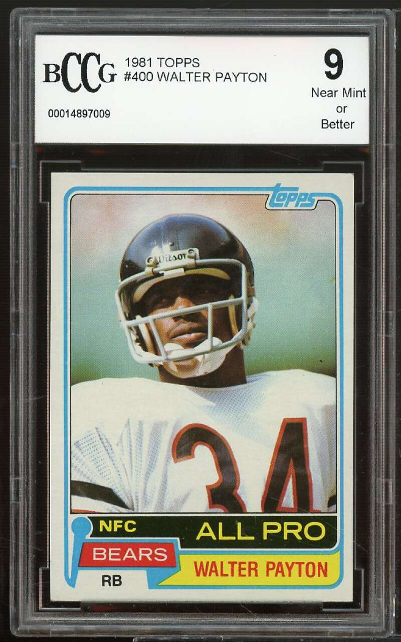 1981 Topps #400 Walter Payton Card BGS BCCG 9 Near Mint+ Image 1