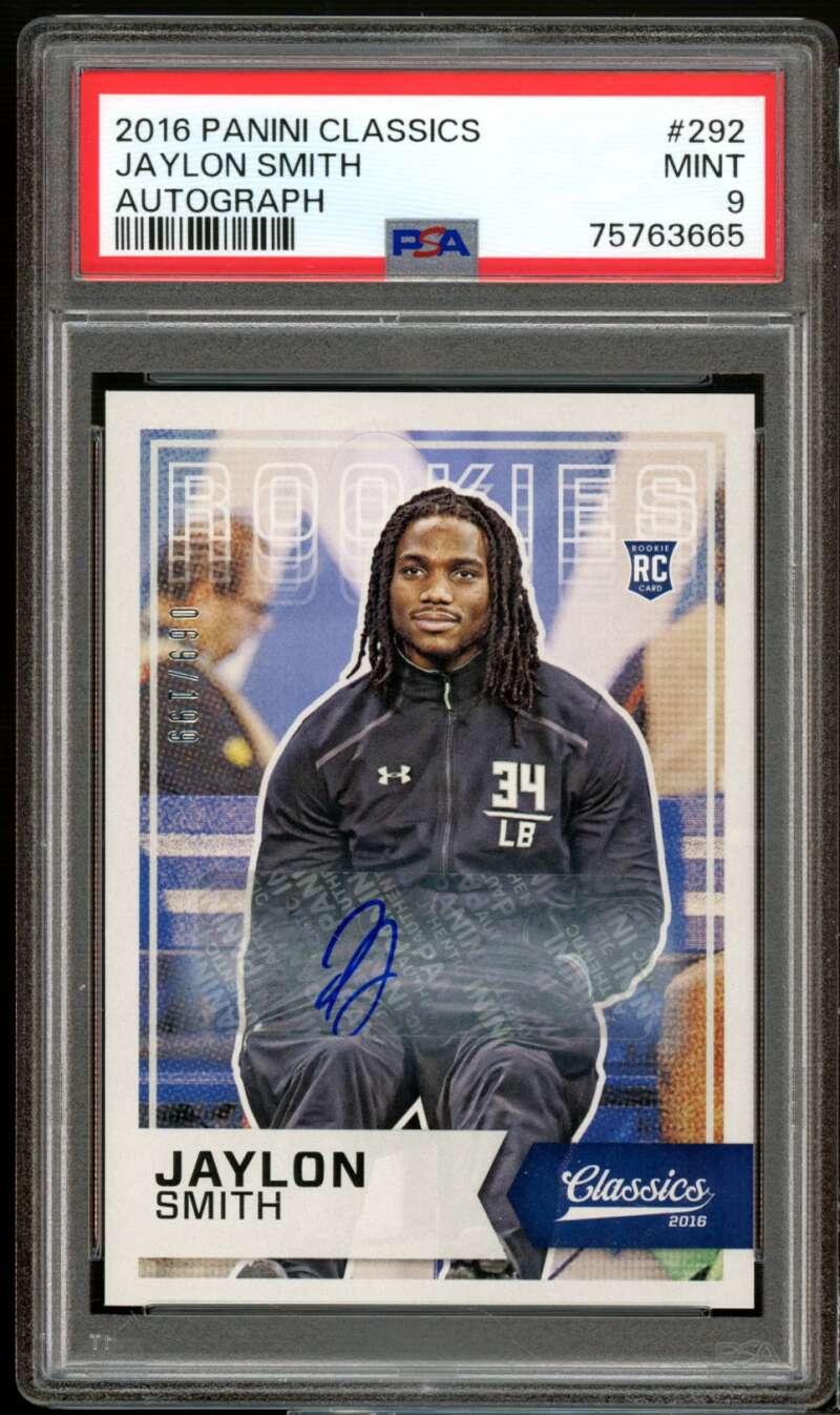 Jaylon Smith Rookie Card 2016 Panini Classics Autograph #292 (pop 2) PSA 9 Image 1