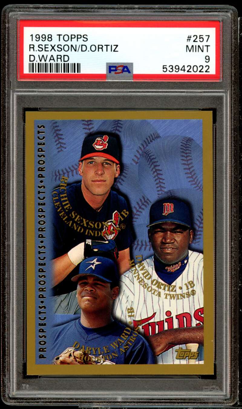 Richie Sexson/Daryle Ward/David Ortiz Rookie Card 1998 Topps #257 PSA 9 Image 1