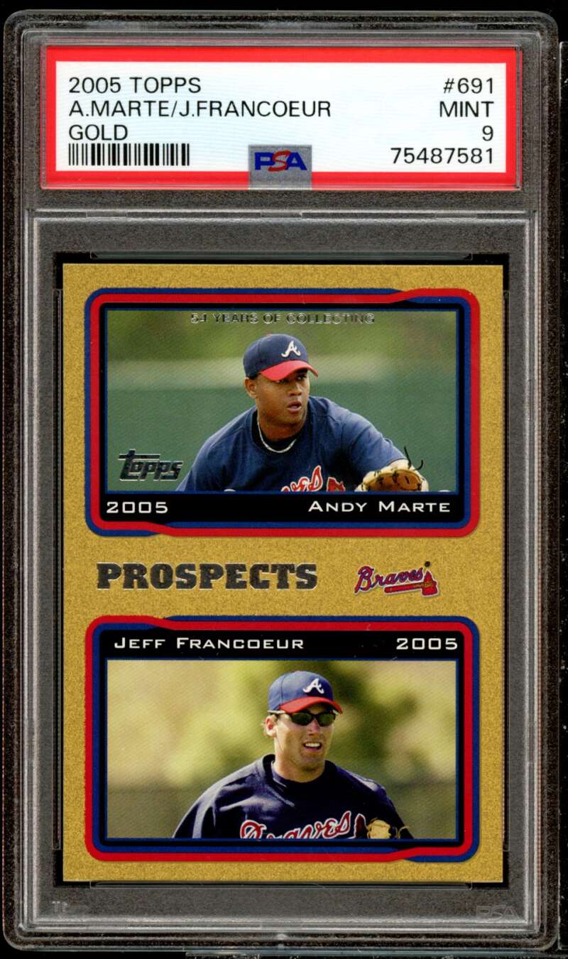 Andy Marte / Jeff Francoeur Rookie Card 2005 Topps Gold #691 PSA 9 Image 1