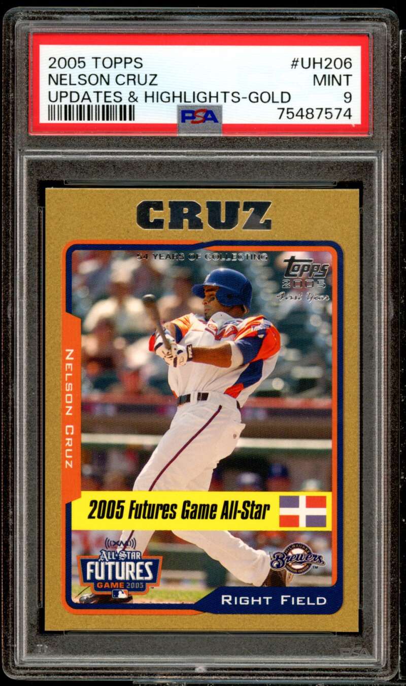 Nelson Cruz Rookie Card 2005 Topps Update Gold #UH206 PSA 9 Image 1