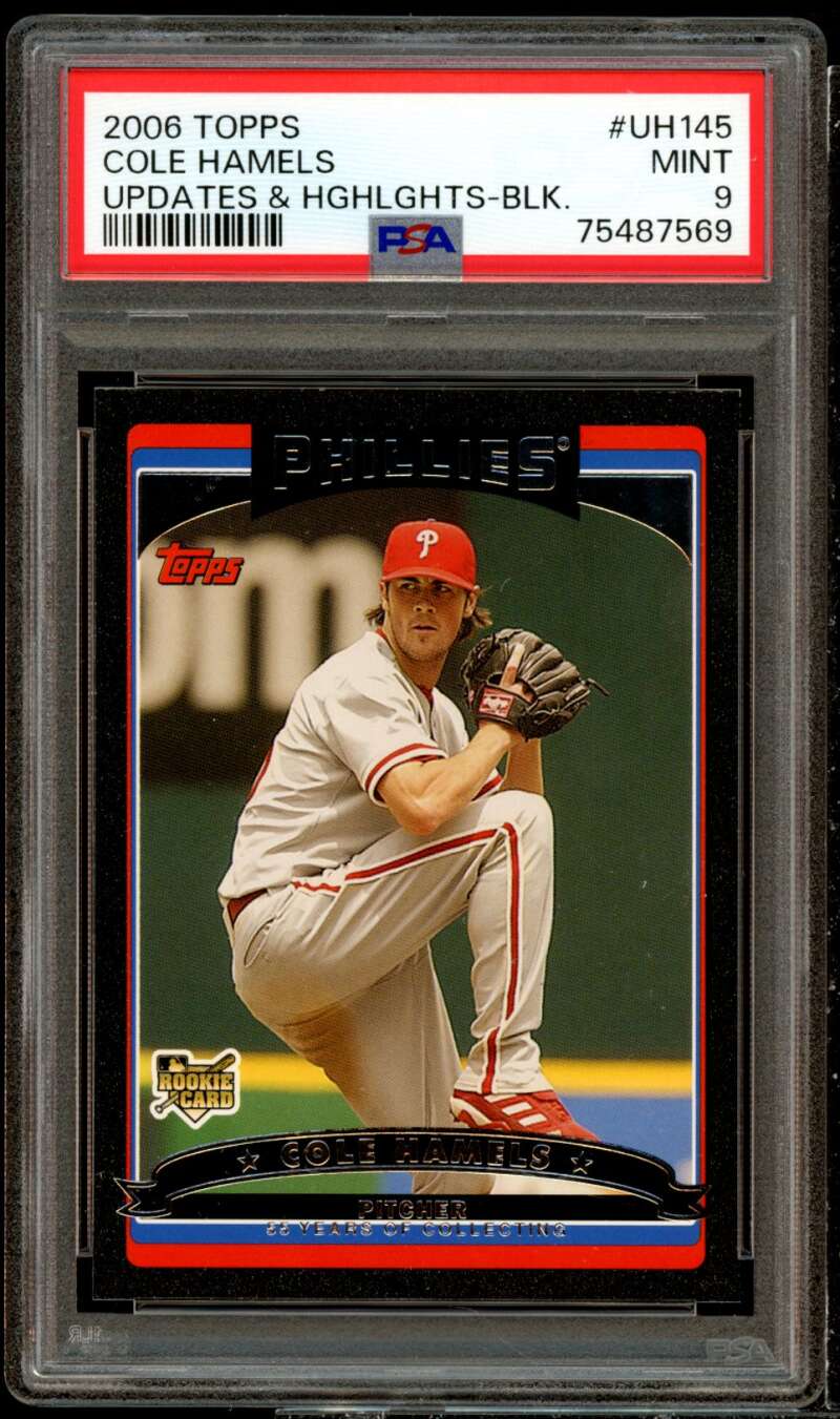 Cole Hamels Rookie Card 2006 Topps Update Black #UH145 (pop 1) PSA 9 Image 1