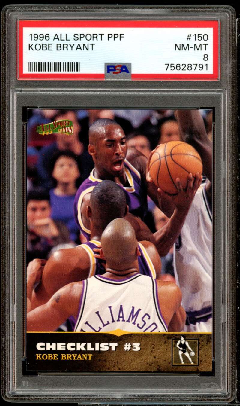 Kobe Bryant Rookie Card 1996 All Sport PPF #150 PSA 8 Image 1