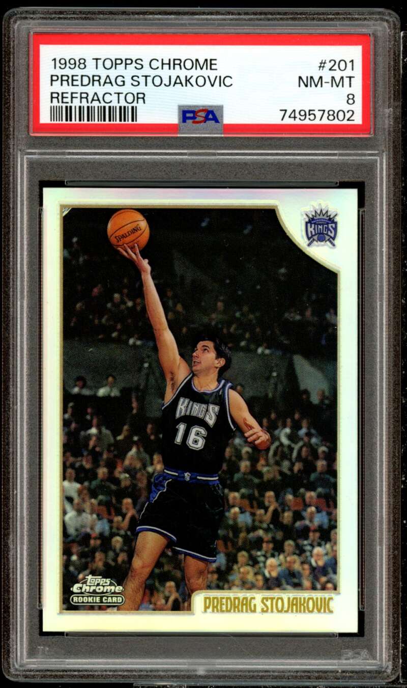 Predrag Stojakovic Rookie Card 1998-99 Topps Chrome Refractor #201 PSA 8 Image 1