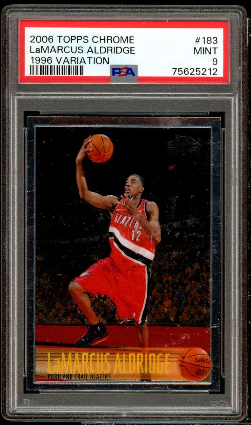 LaMarcus Aldridge Rookie Card 2006-07 Topps Chrome 1996 Variation #183 PSA 9 Image 1