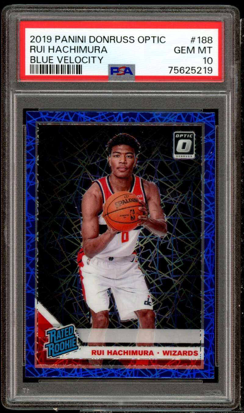 Rui Hachimura Rookie Card 2009-10 Panini Donruss Optic Blue Velocity #188 PSA 10 Image 1