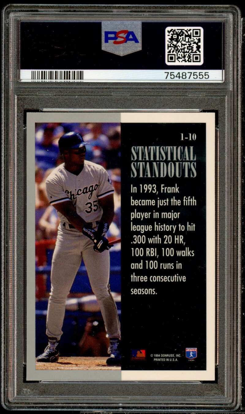 Frank Thomas Card 1994 Leaf Statistical Standouts #1 PSA 8 Image 2