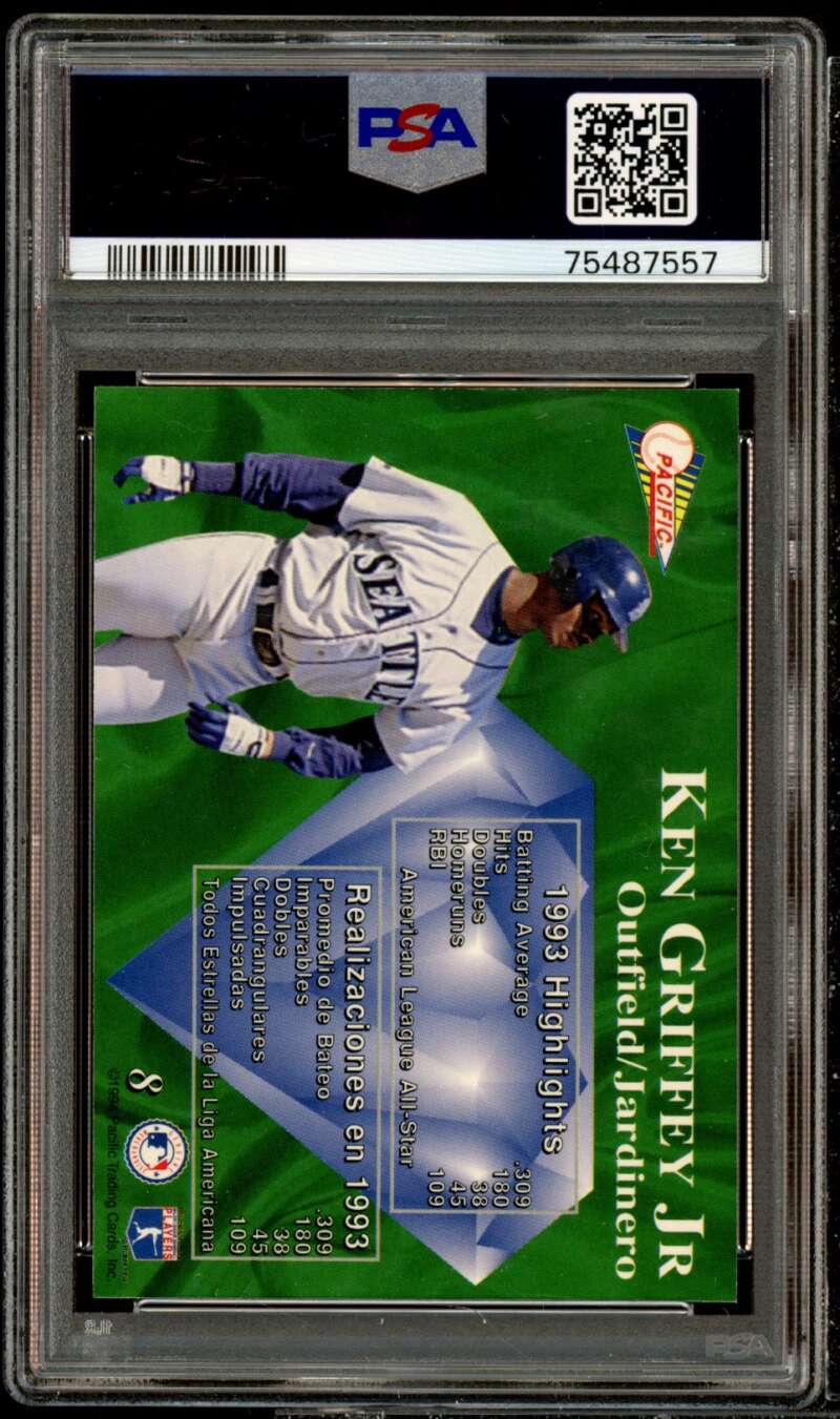 Ken Griffey Jr. Card 1994 Pacific Crown Jewels Crown Retail #8 PSA 9 Image 2