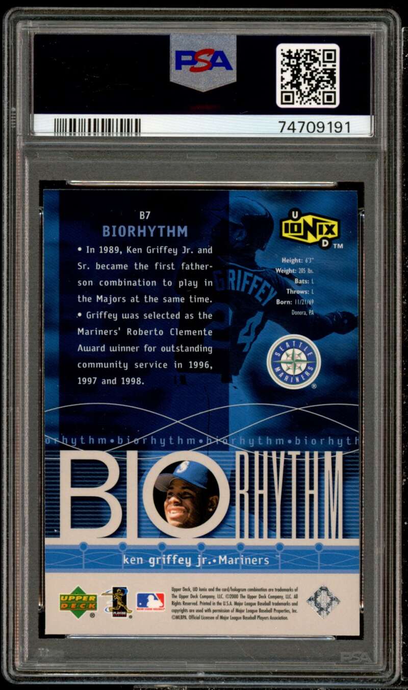 Ken Griffey Jr. Card 2000 UD Ionix Biorhythm #B7 PSA 9 Image 2
