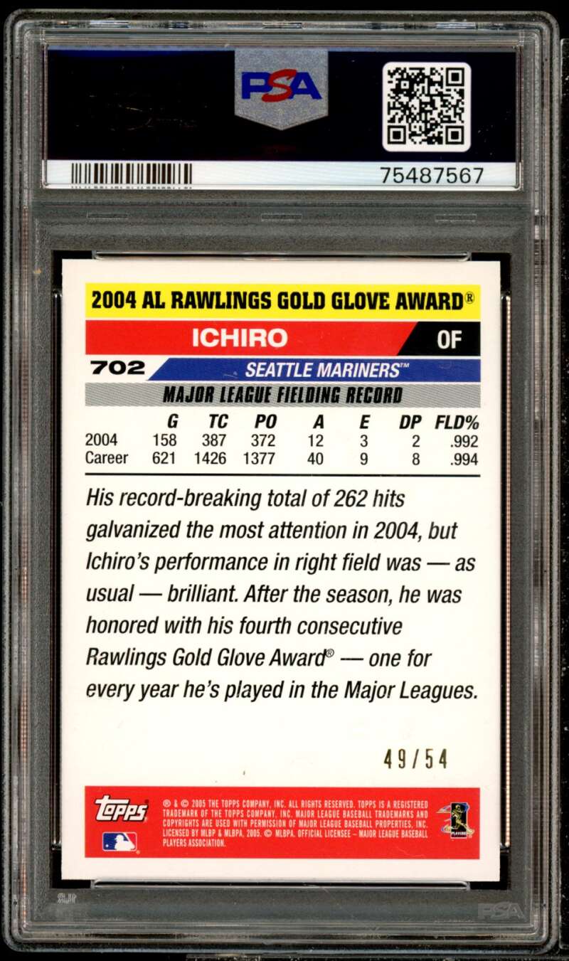 Ichiro Suzuki Card 2005 Topps Black #702 (pop 1) PSA 8 Image 2