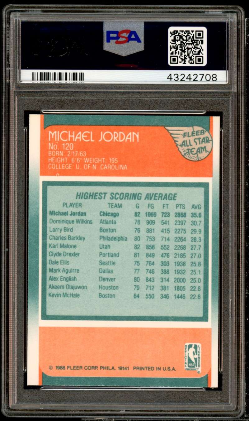 Michael Jordan Card 1988-89 Fleer All-Star #120 PSA 9 Image 2