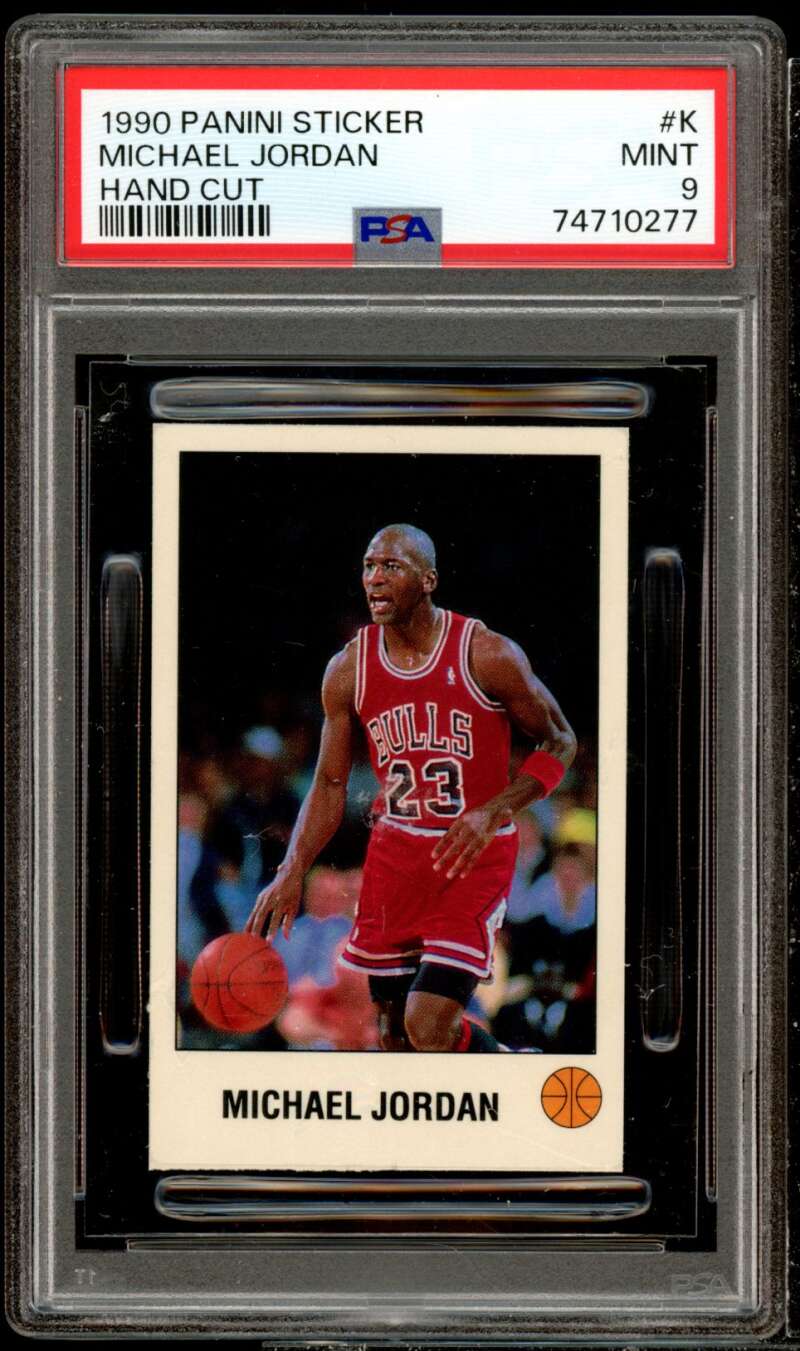 Michael Jordan Card 1990-91 Panini Stickers #K PSA 9 Image 1