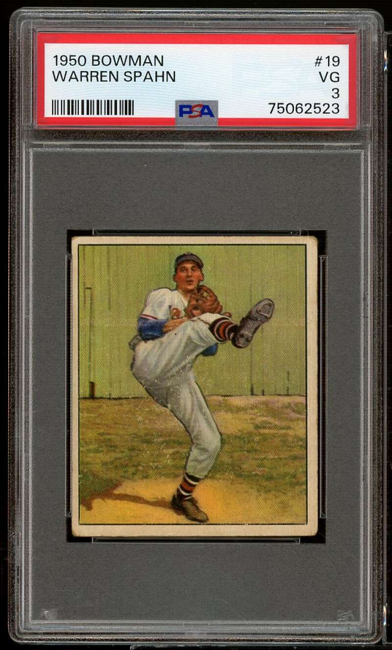 Warren Spahn Card 1950 Bowman #19 PSA 3 Image 1