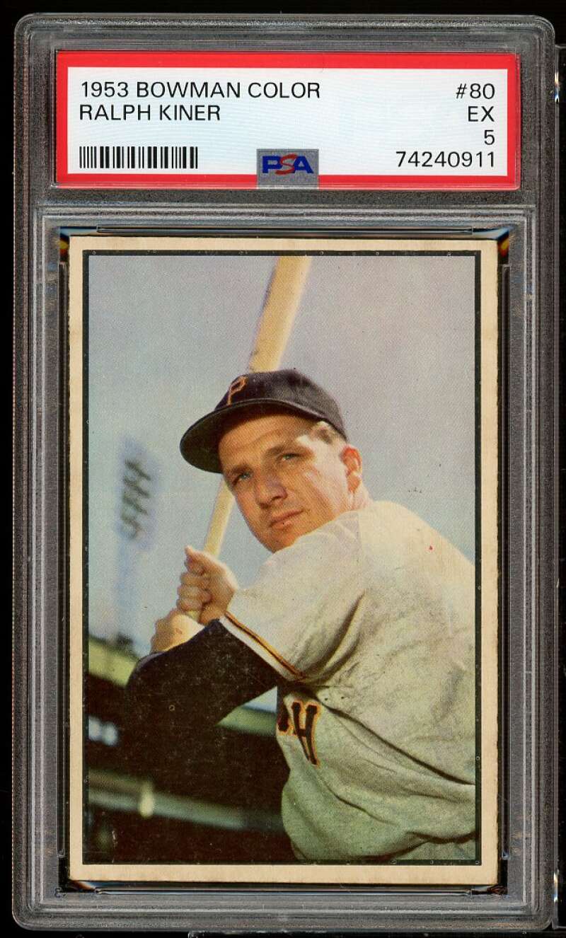 Ralph Kiner Card 1953 Bowman Color #80 PSA 5 Image 1