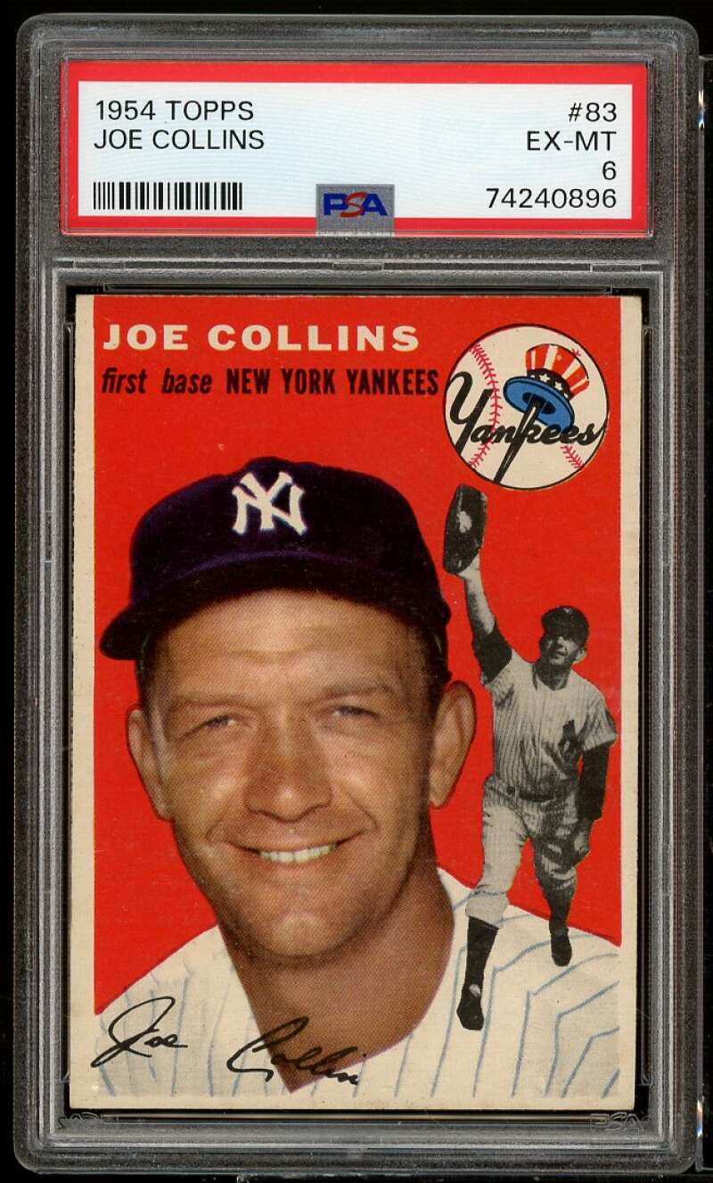 Joe Collins Card 1954 Topps #83 PSA 6 Image 1
