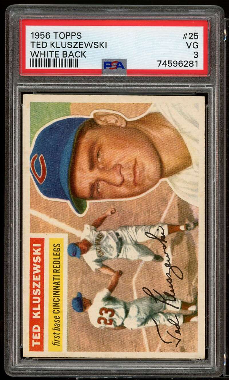 Ted Kluszewski Card 1956 Topps White Back #25 PSA 3 Image 1