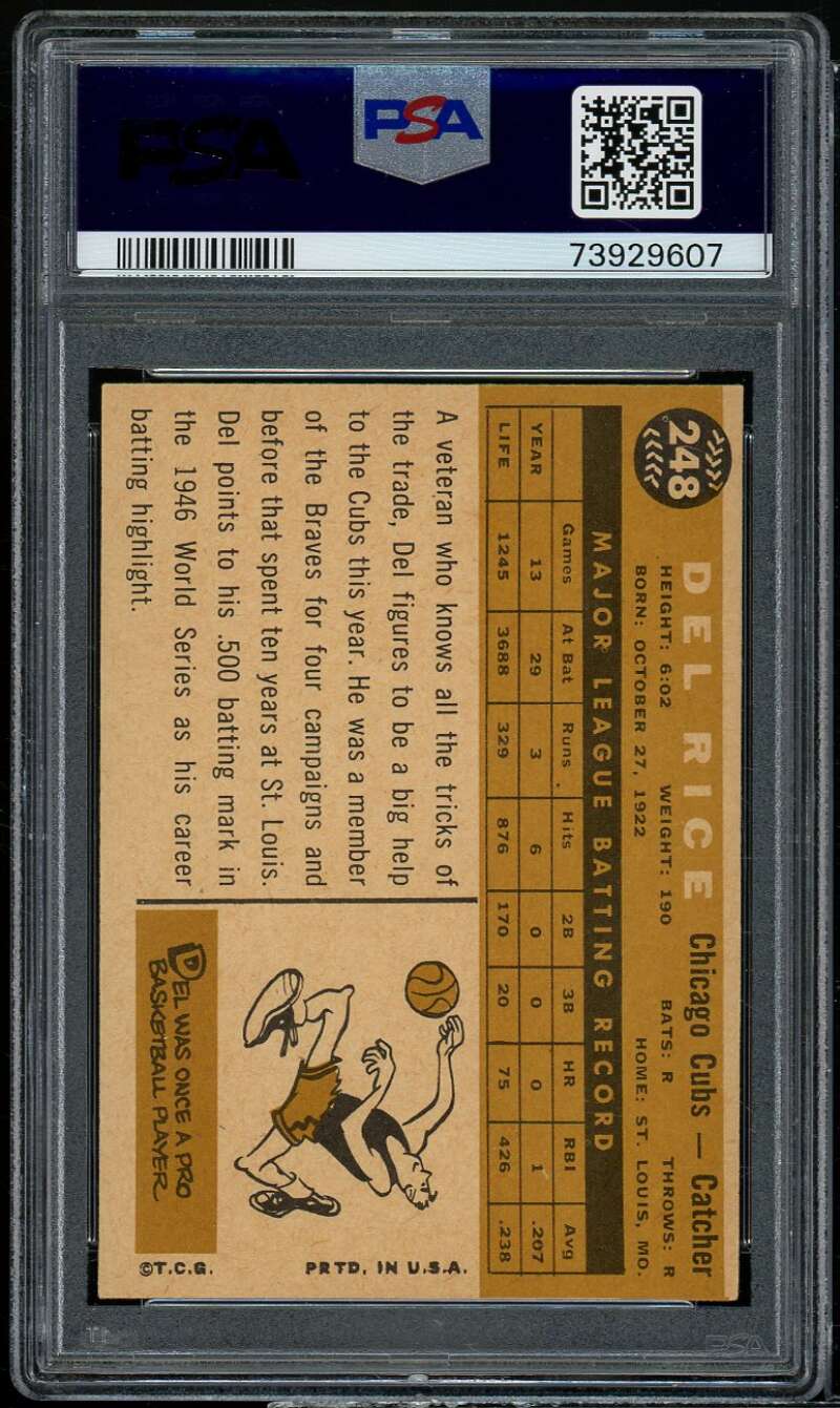 Del Rice Card 1960 Topps #248 PSA 5 Image 2