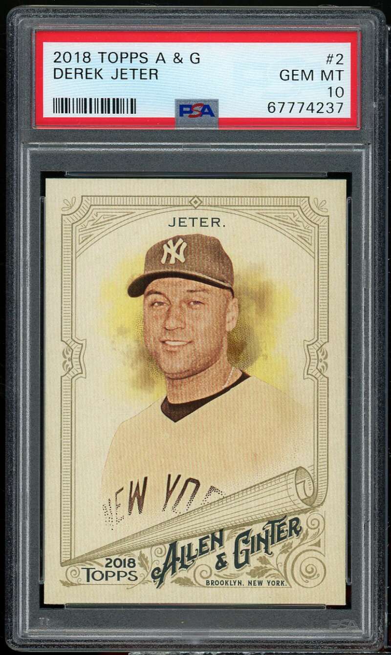 Derek Jeter Card 2018 Topps Allen Ginter #2 PSA 10 Image 1