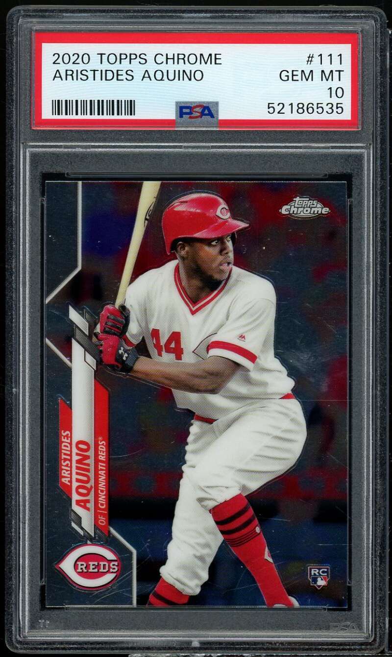 Aristides Aquino Card 2020 Topps Chrome #111 PSA 10 Image 1