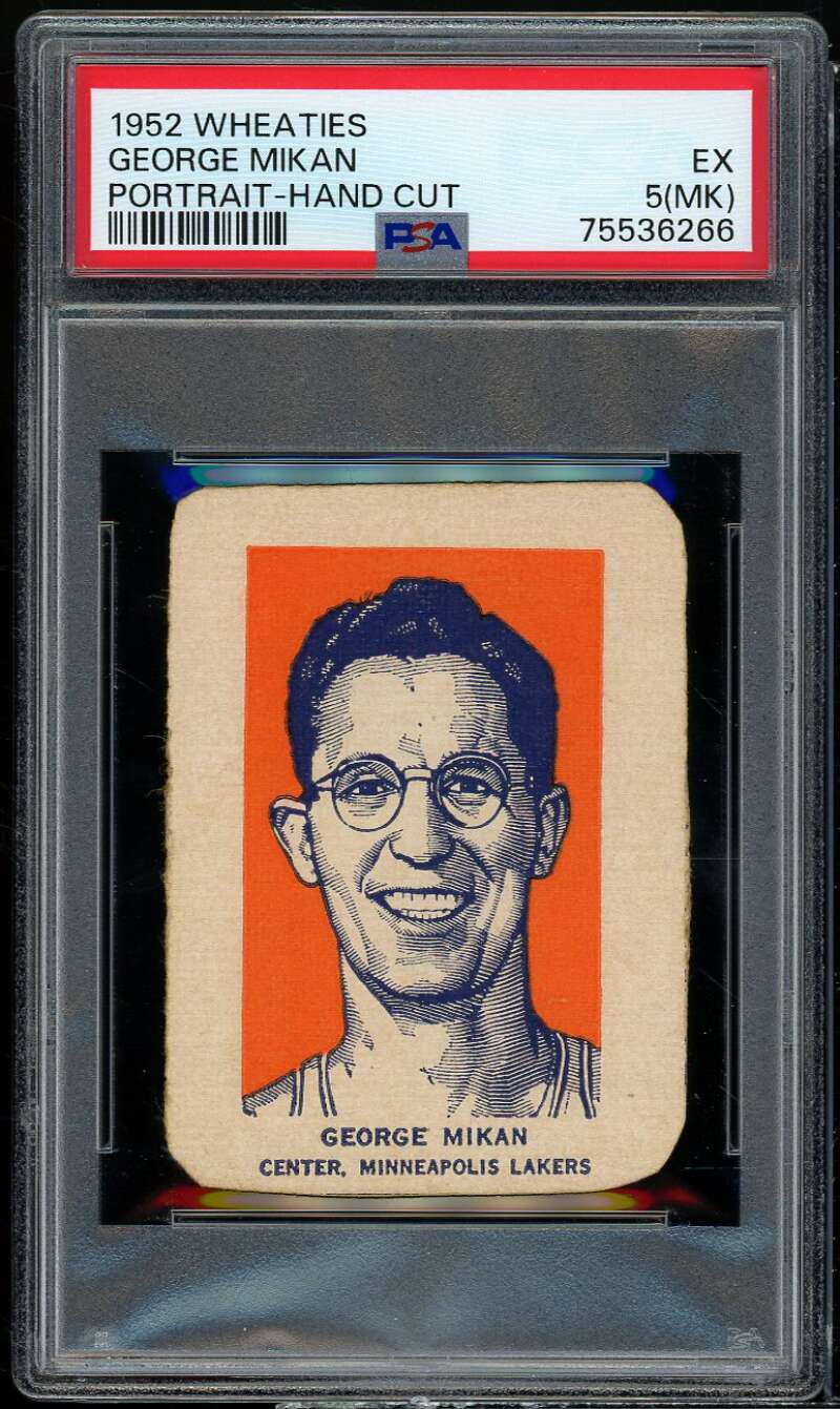 George Mikan Card 1952 Wheaties Portrait-Hand Cut #nno PSA 5 MK Image 1