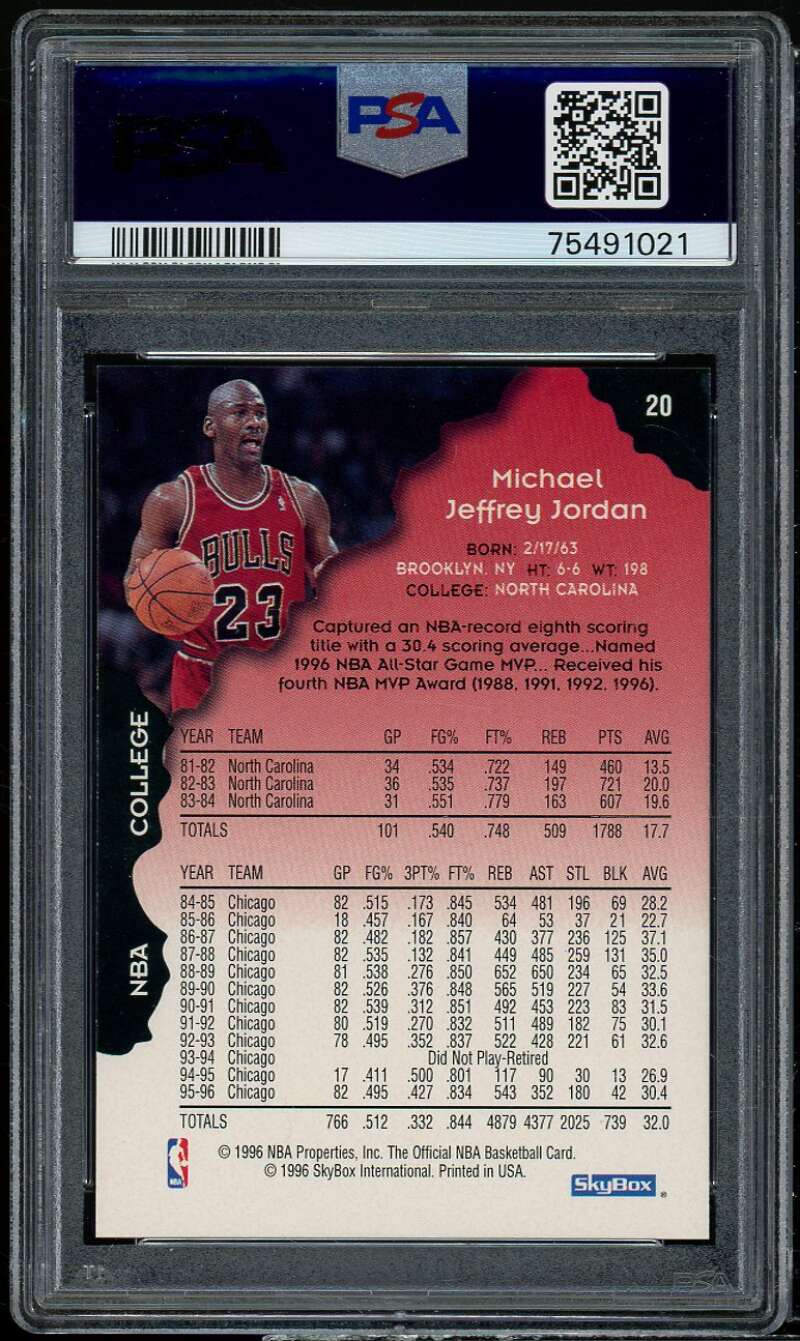 Michael Jordan Card 1996-97 Hoops #20 PSA 9 Image 2