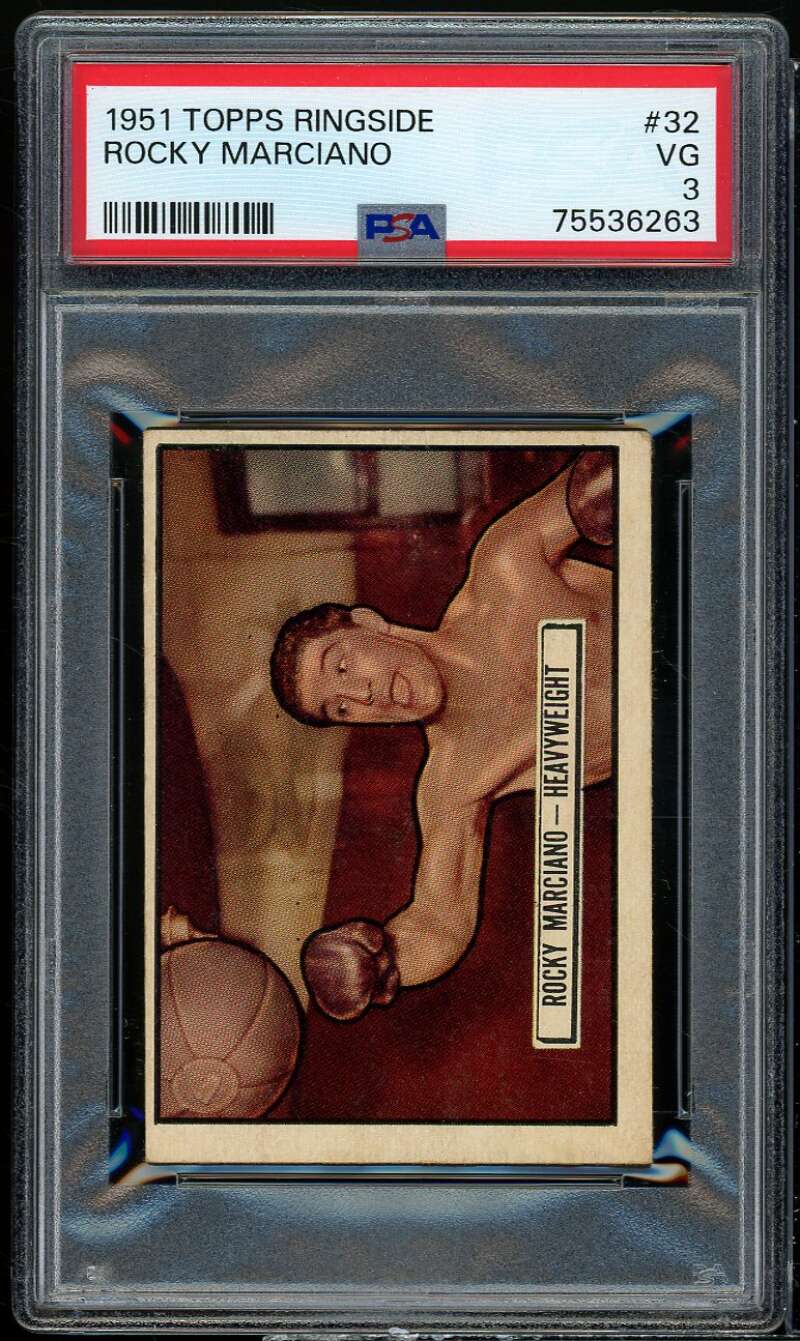 Rocky Marciano Boxing Rookie Card 1951 Topps Ringside #32 PSA 3 Image 1