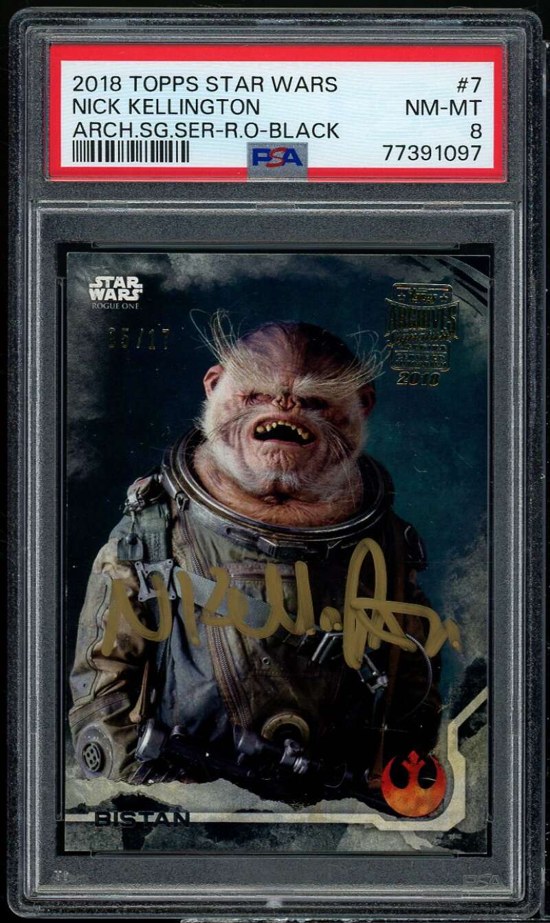 Nick Kellington Autograph 2018 Topps Star Wars Arch SG SER R.O. Black #7 PSA 8 Image 1