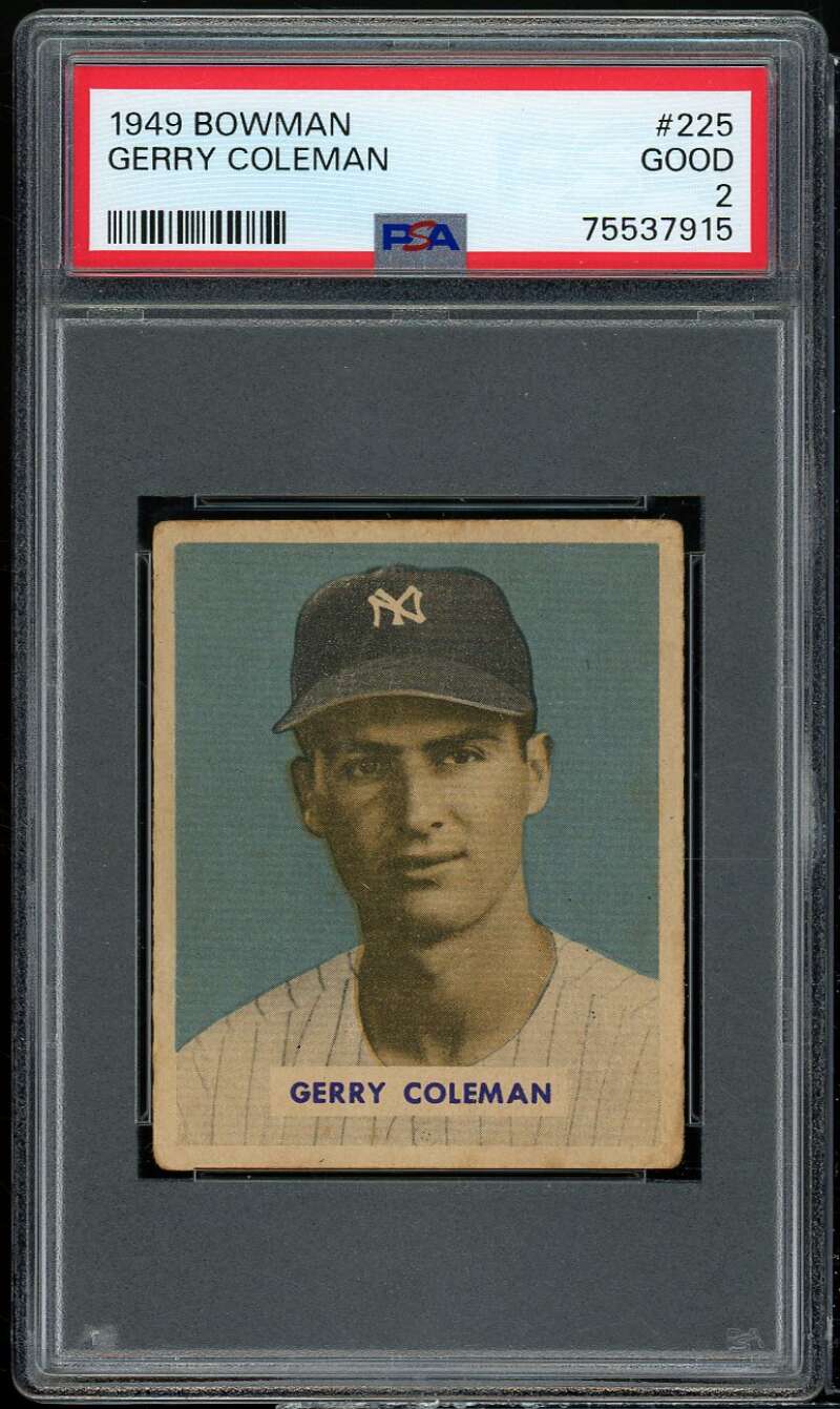 Gerry Coleman Rookie Card 1949 Bowman #225 PSA 2 Image 1