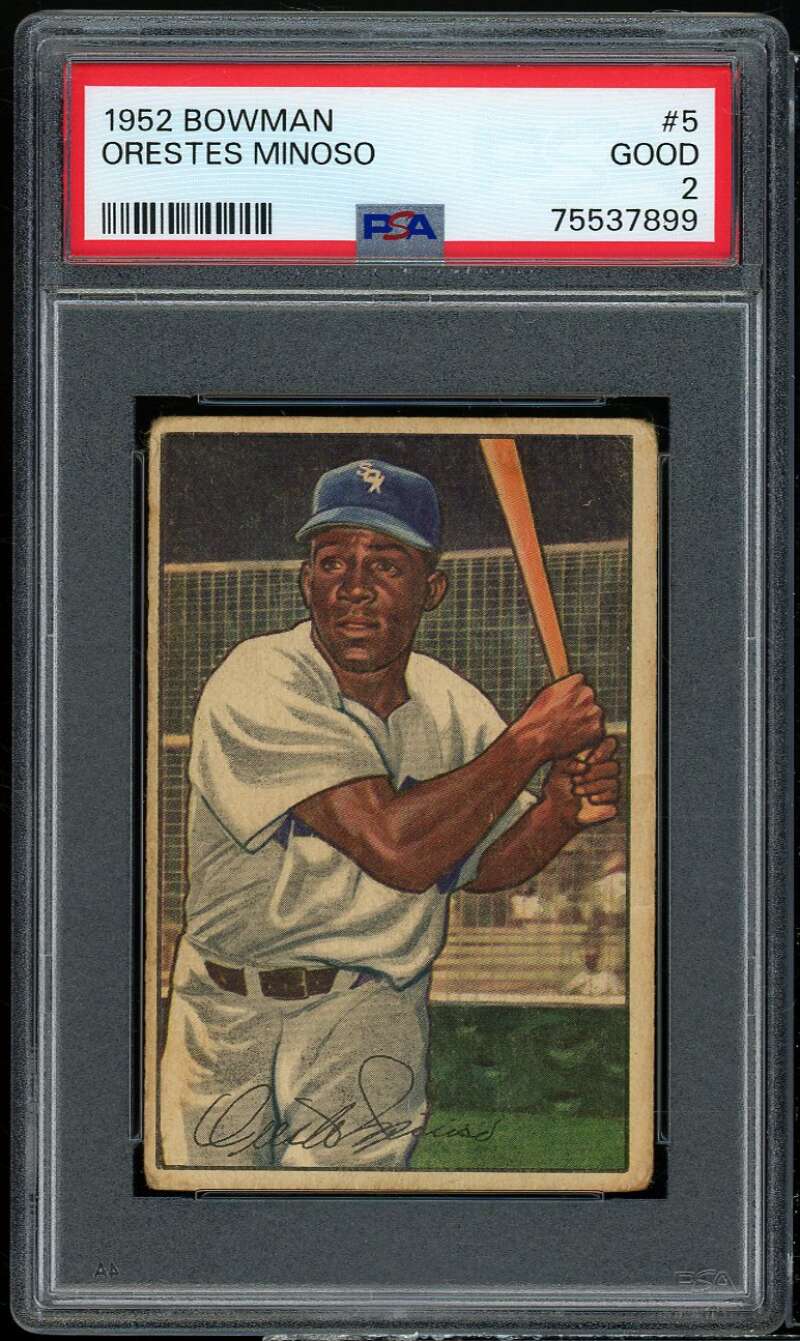 Minnie Minoso Rookie Card 1952 Bowman #5 PSA 2 Image 1