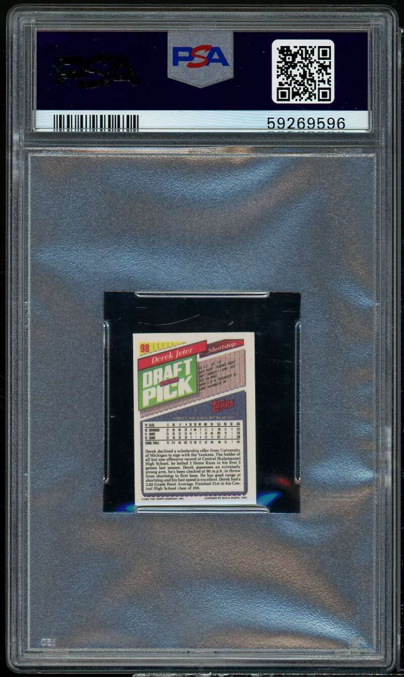 Derek Jeter Rookie Card 1993 Topps Micro #98 PSA 9 Image 2