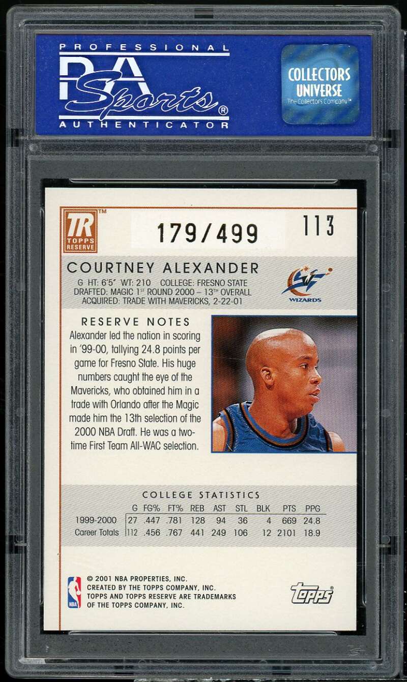 Courtney Alexander Rookie Card 2000-01 Topps Reserve #113 PSA 8 Image 2