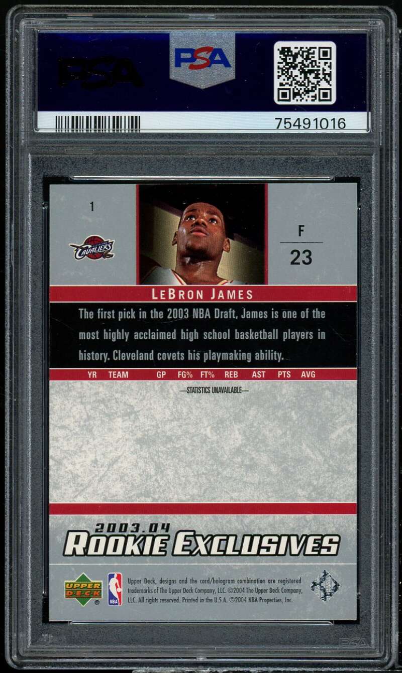 LeBron James Rookie Card 2003-04 Upper Deck Rookie Exclusives #1 PSA 10 Image 2