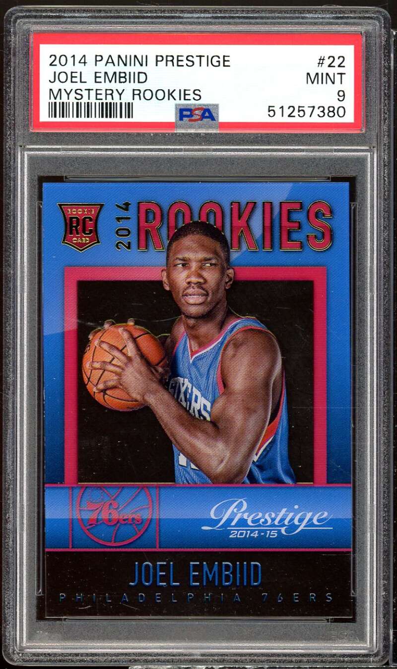 Joel Embiid Rookie Card 2014-15 Panini Prestige Mystery Rookies #22 PSA 9 Image 1