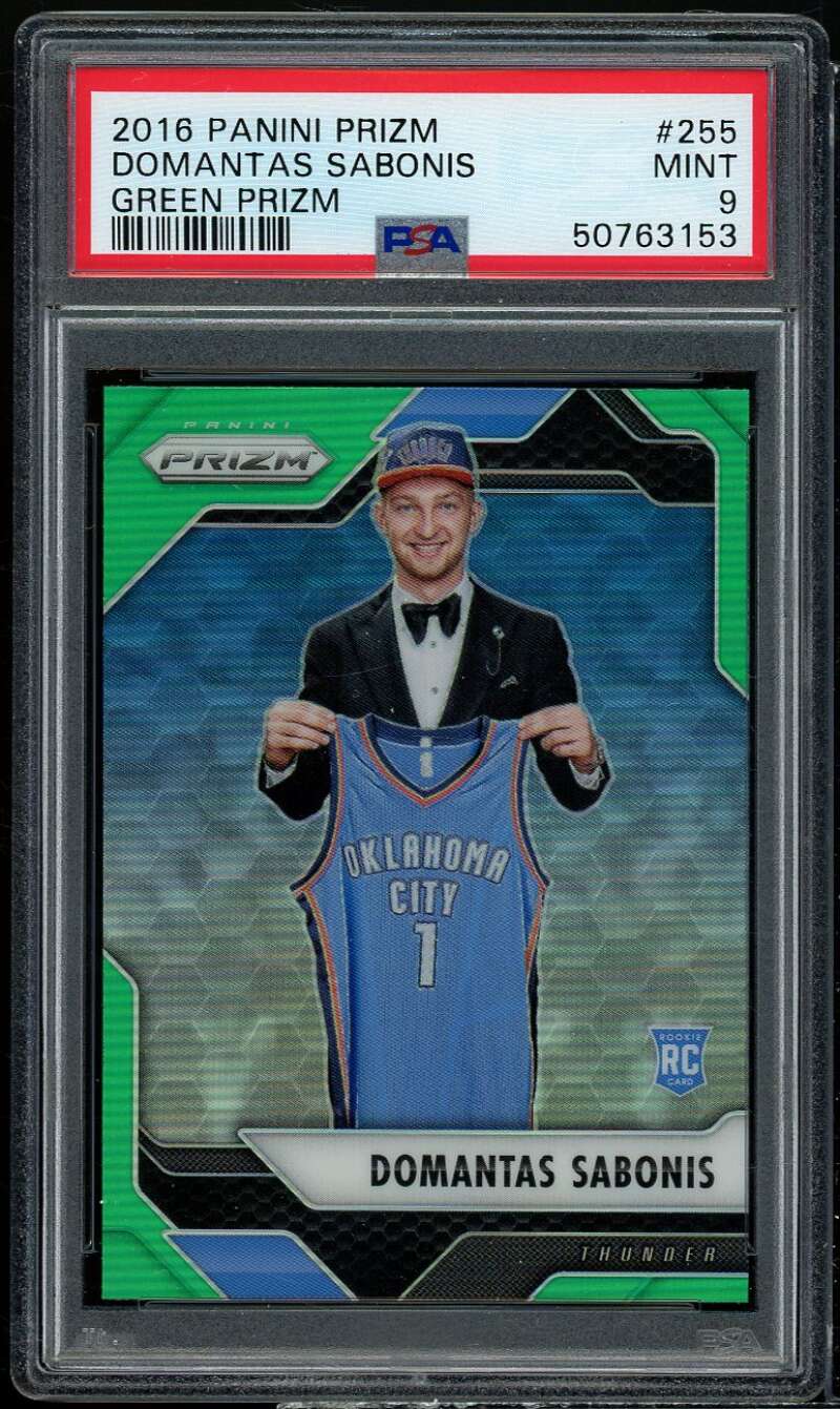 Domantas Sabonis Rookie Card 2016-17 Panini Prizm Green Prizm #255 PSA 9 Image 1