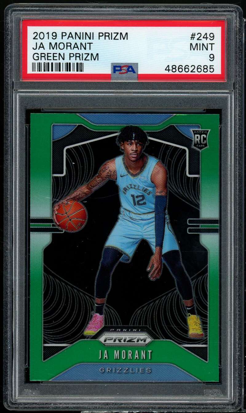 Ja Morant Rookie Card 2019-20 Panini Prizm Prizms Green #249 PSA 9 Image 1