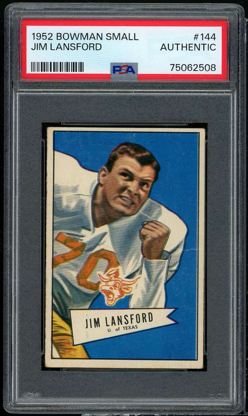 Jim Lansford Rookie Card 1952 Bowman Small #144 PSA Authentic Image 1